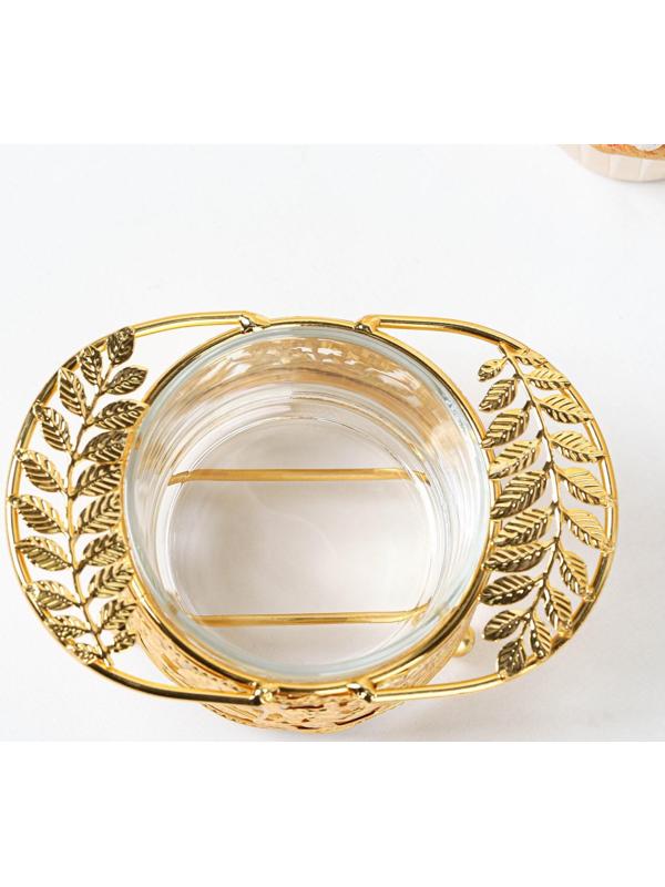 Сахарница «Крылья», 200 мл, 16×10,5×11 см, с ложкой, цвет металла золотой