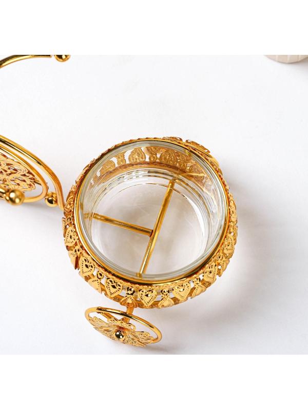 Сахарница «Велосипед», 220 мл, 22×13×13 см, с ложкой, цвет золотой