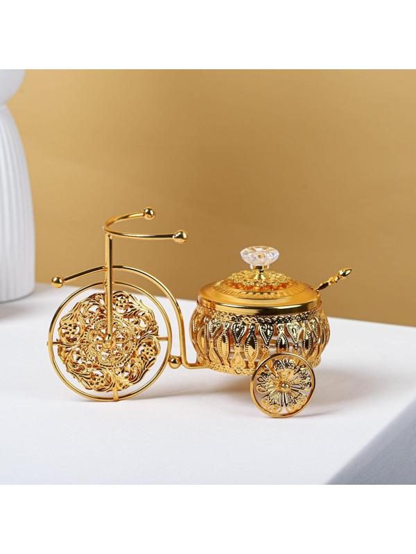 Сахарница «Велосипед», 220 мл, 22×13×13 см, с ложкой, цвет золотой