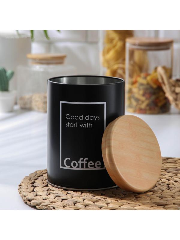 Банка для сыпучих продуктов кофе Lifestyle, 11×15,5 см, цвет чёрный