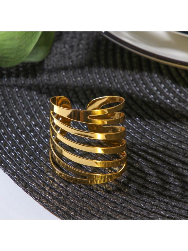 Кольцо для салфетки «Линии», 4×4×4 см, цвет золотой