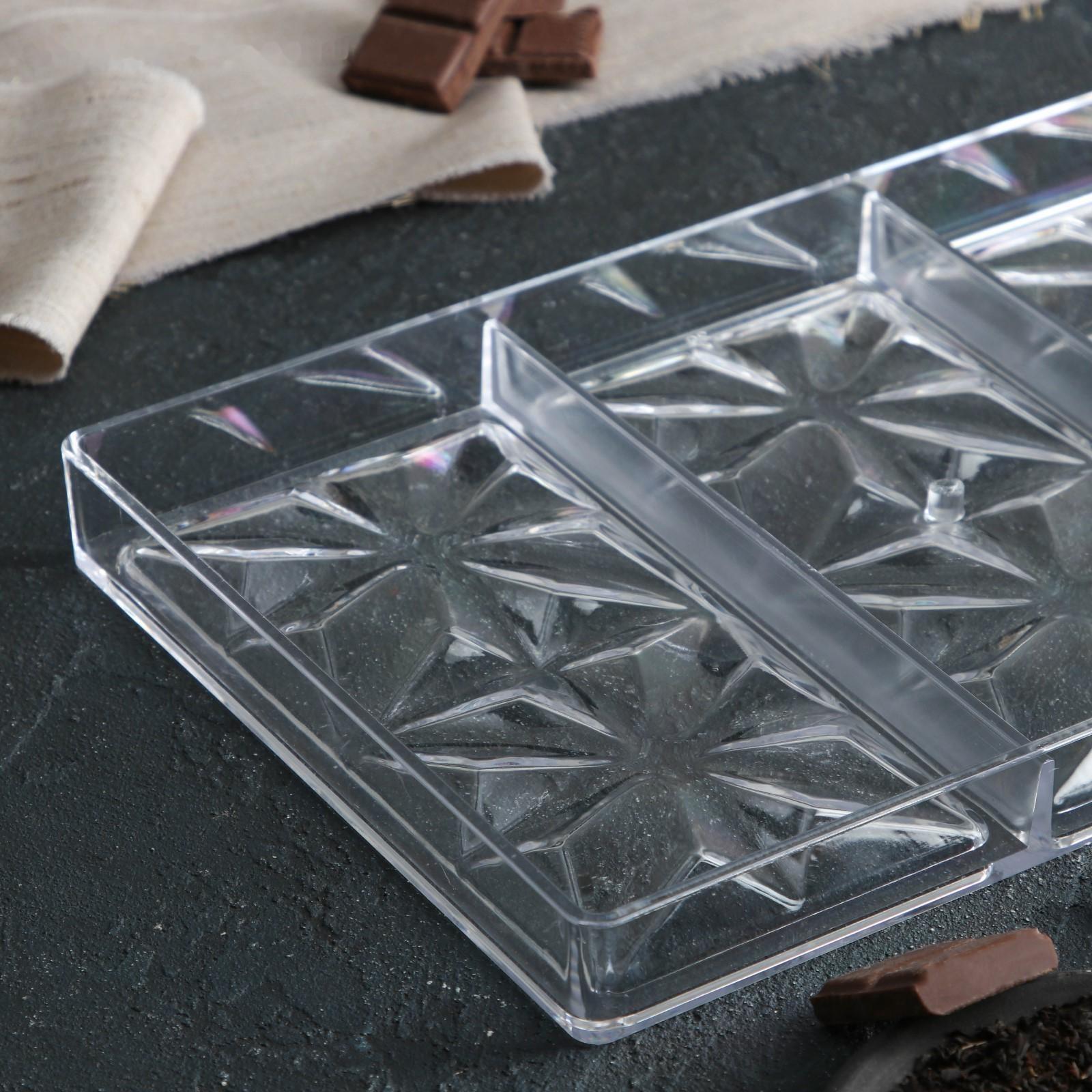 Форма для шоколада и конфет «Зенит», 3 ячейки, 27,5×17,5×2,5 см, ячейка 15,3×7,5×0,8