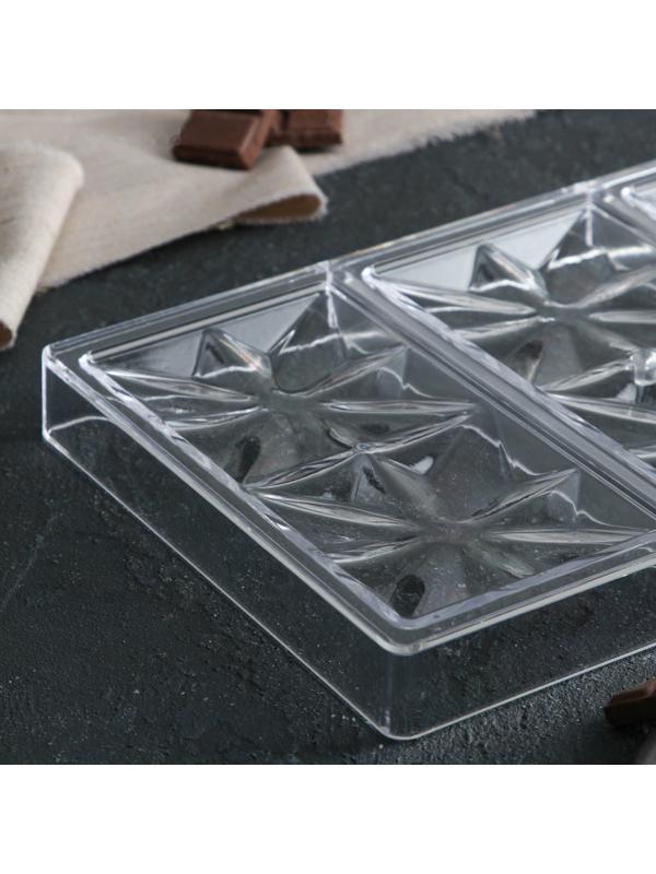 Форма для шоколада и конфет «Зенит», 3 ячейки, 27,5×17,5×2,5 см, ячейка 15,3×7,5×0,8