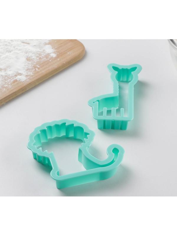 Набор форм для печенья Доляна «Львёнок и жираф», 2 шт, 14×13×2 см, цвет голубой