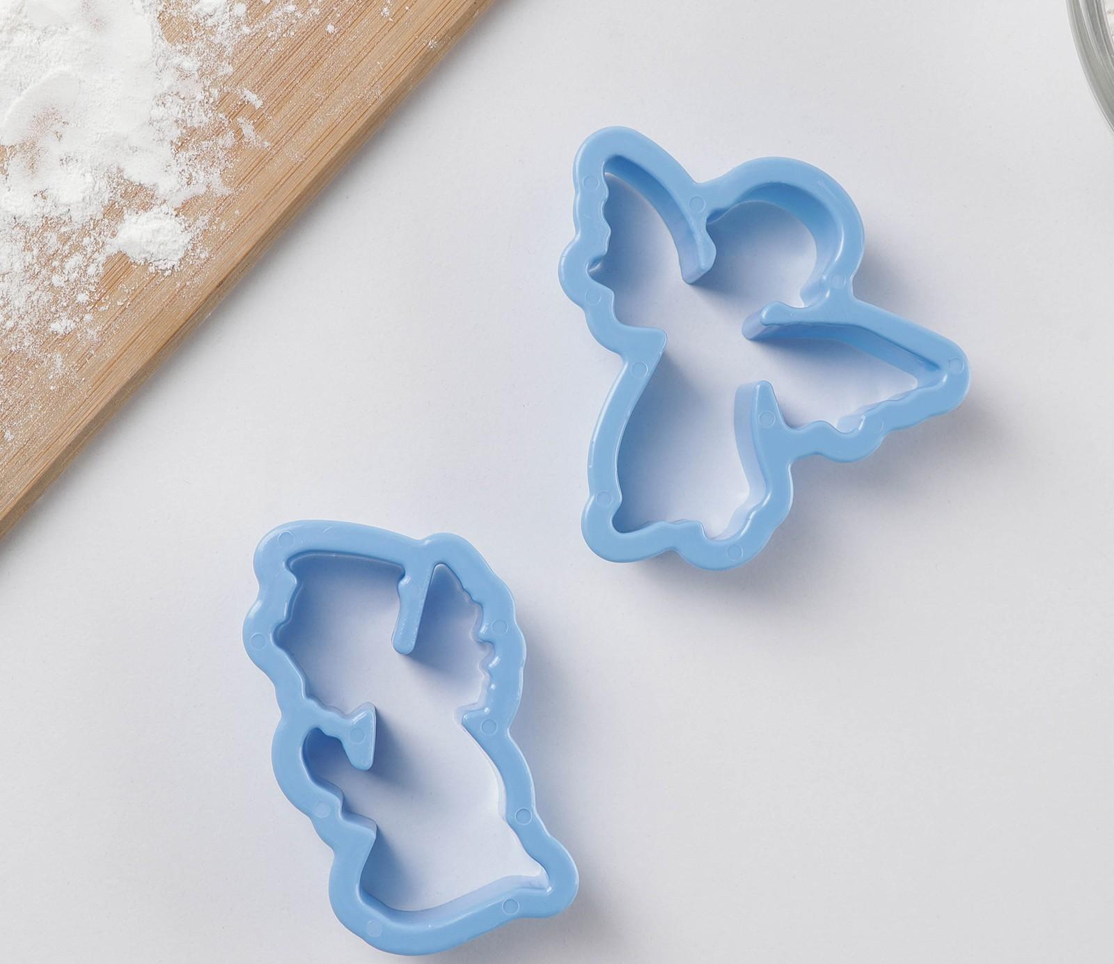Набор форм для печенья Доляна «Ангелы», 2 шт, 14×13×2 см, цвет голубой