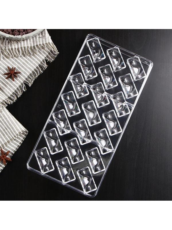 Форма для шоколада и конфет KONFINETTA «Плетёный батон», 27,5×17,5×2,5 см, 21 ячейка, ячейка 3,5×1,5×1,5 см