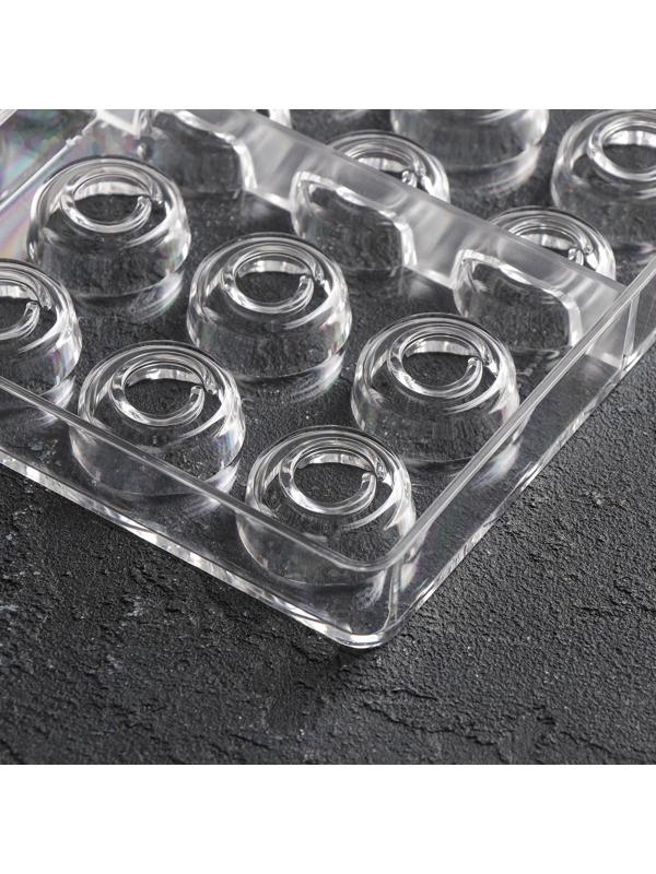 Форма для шоколада и конфет KONFINETTA «Тоффи. Круг», 27,5×17,5×2,5 см, 21 ячейка, ячейка 2,5×1,5 см