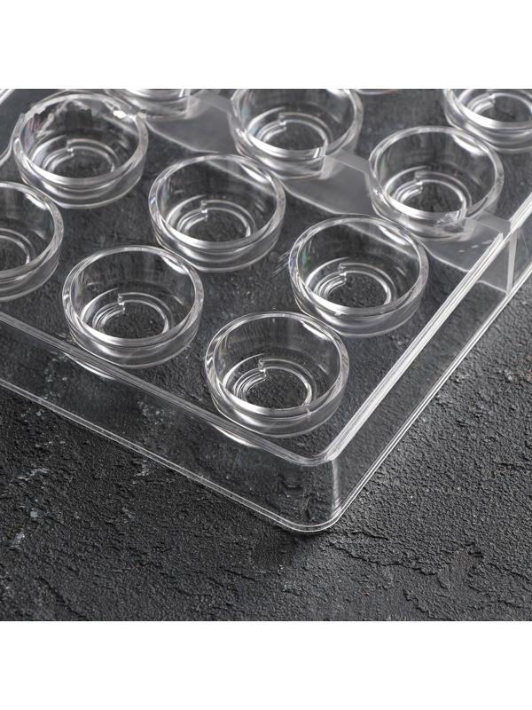 Форма для шоколада и конфет KONFINETTA «Тоффи. Круг», 27,5×17,5×2,5 см, 21 ячейка, ячейка 2,5×1,5 см