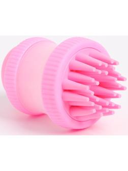 Щётка для мытья и массажа животных, с емкостью для шампуня, розовая