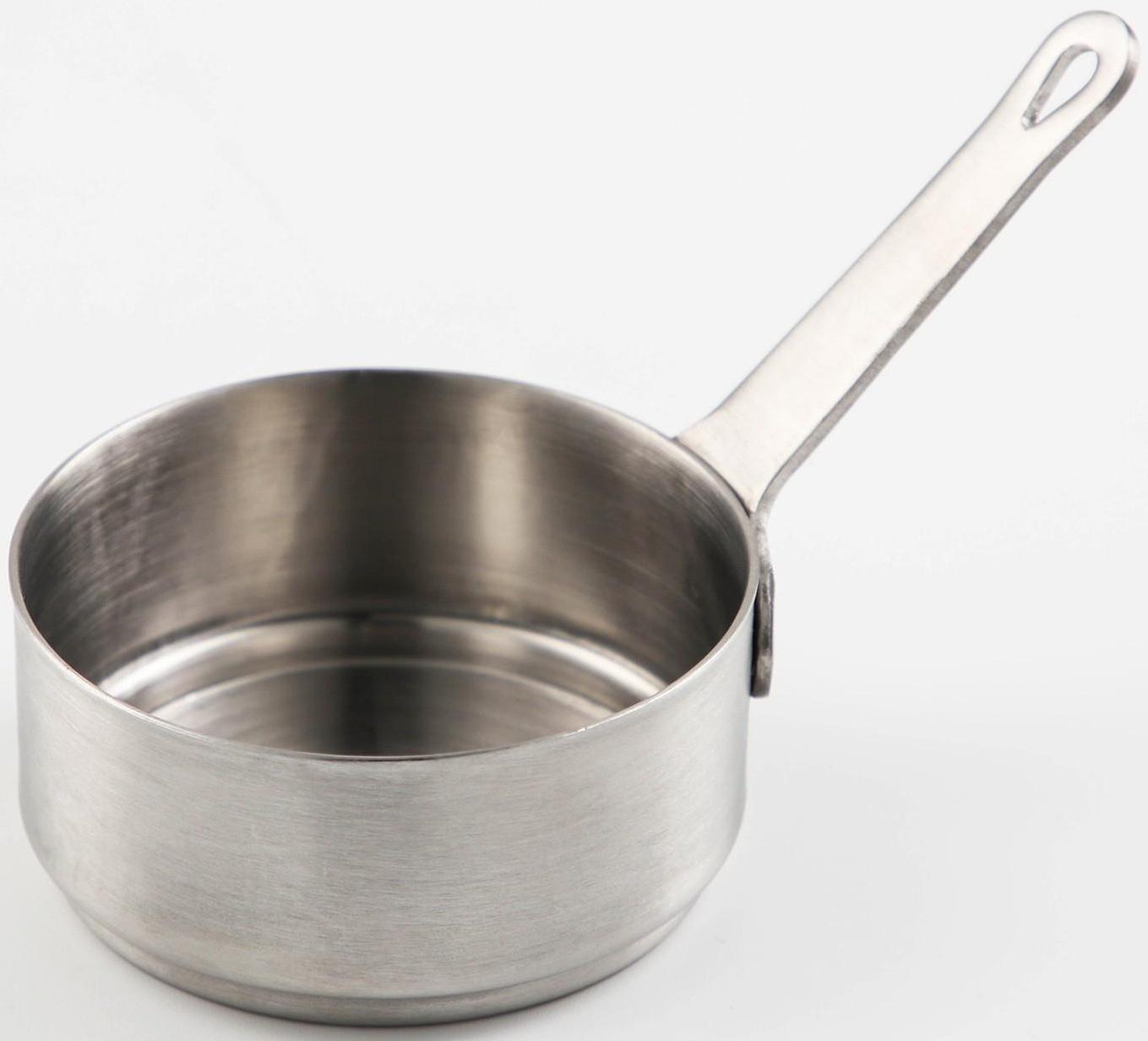 Ковш из нержавеющей стали, 120 мл, 7×7×3,5, марка стали 304, металлическая ручка, цвет серебряный