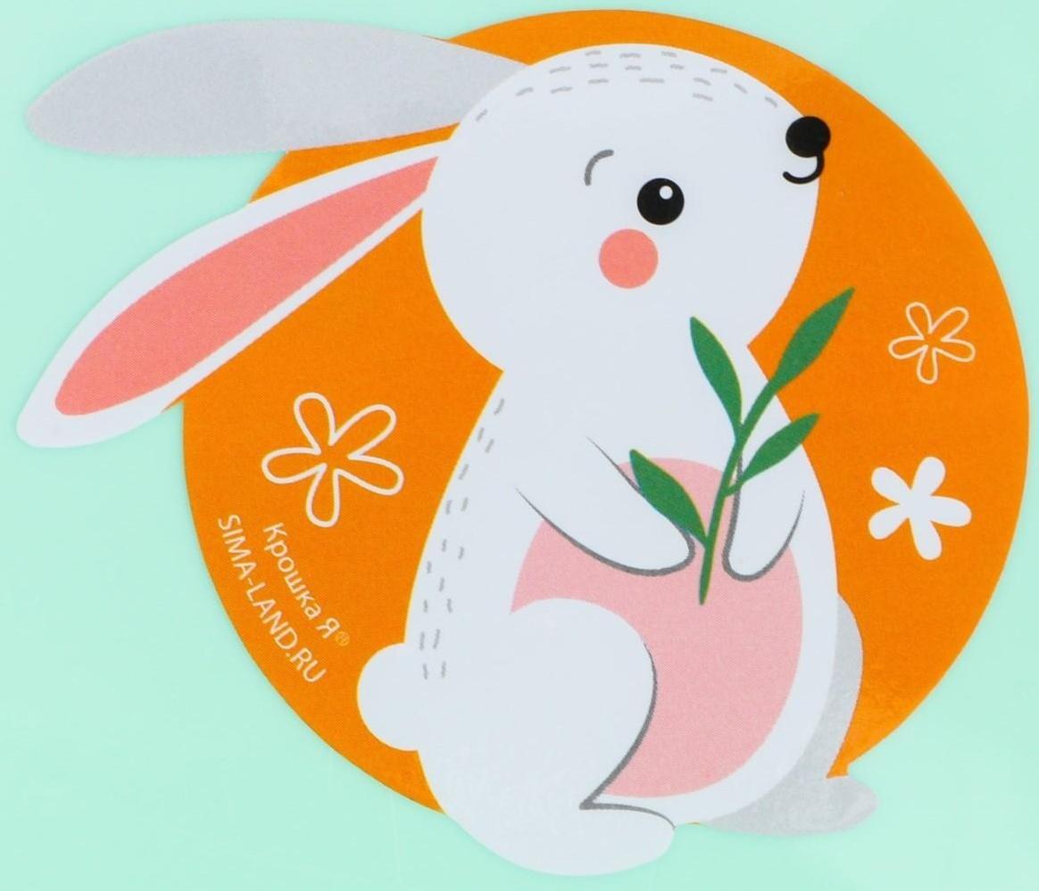 Нагрудник для кормления «Зайка» пластиковый с карманом, цвет салатовый