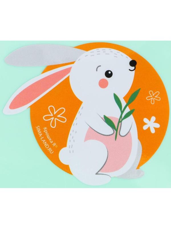 Нагрудник для кормления «Зайка» пластиковый с карманом, цвет салатовый