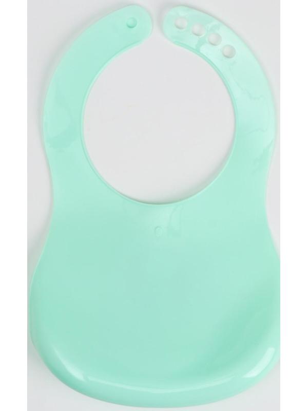 Нагрудник для кормления «Зайка» пластиковый с карманом, цвет салатовый