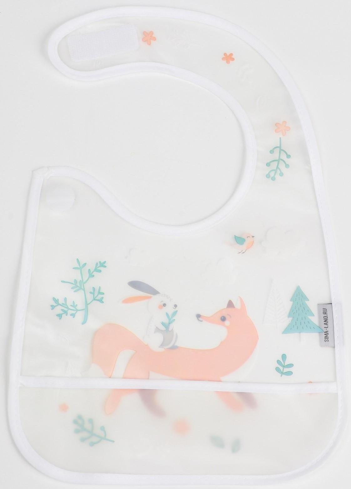 Нагрудник для кормления «Baby of nature» непромокаемый на липучке, с карманом