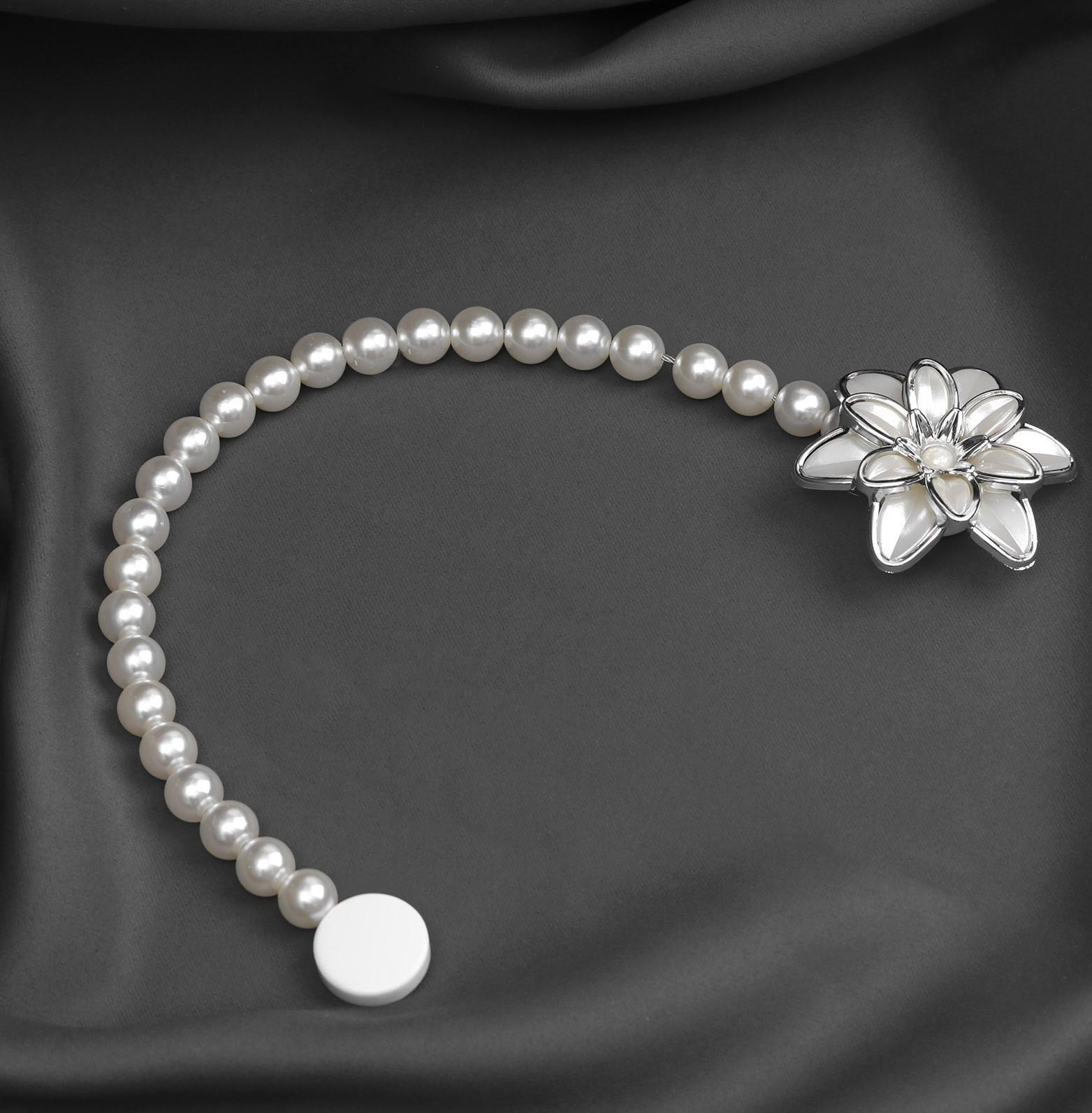 Подхват для штор «Георгин», d = 6 см, цвет серебряный/белый