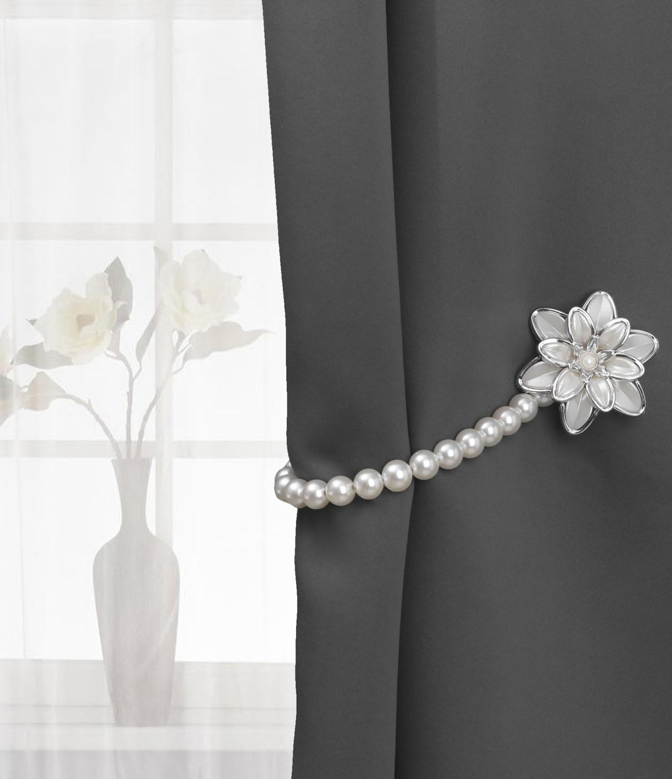 Подхват для штор «Георгин», d = 6 см, цвет серебряный/белый