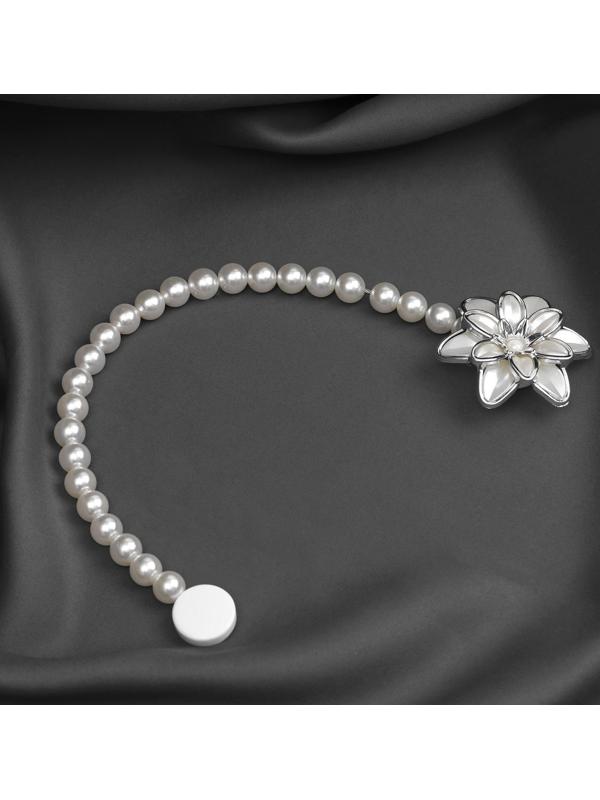 Подхват для штор «Георгин», d = 6 см, цвет серебряный/белый