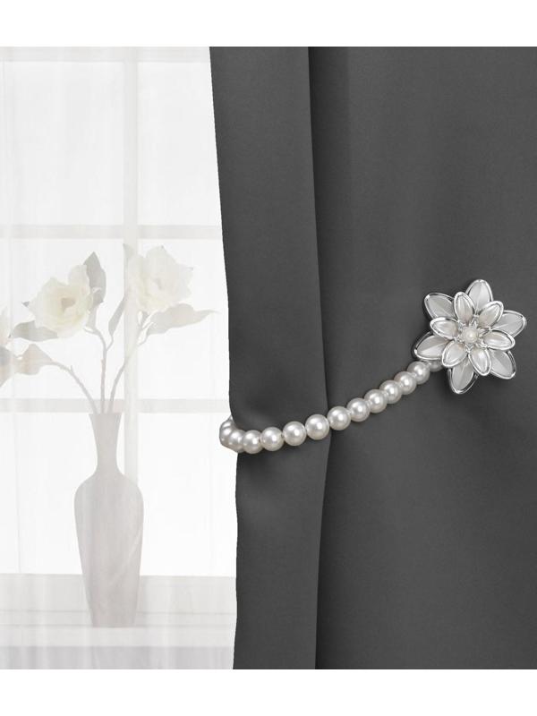 Подхват для штор «Георгин», d = 6 см, цвет серебряный/белый