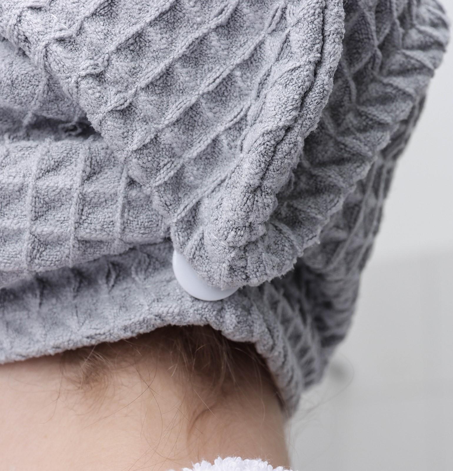 Чалма для сушки волос Доляна «Вафельная», с пуговкой, цвет МИКС