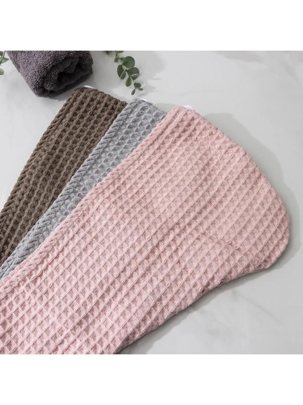 Чалма для сушки волос Доляна «Вафельная», с пуговкой, цвет МИКС