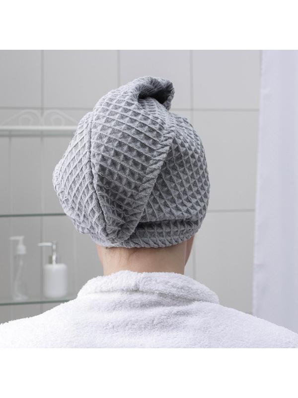 Чалма для сушки волос Доляна «Вафельная», с пуговкой, цвет МИКС