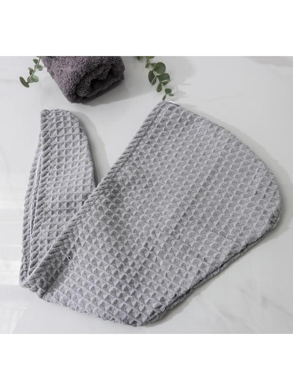 Чалма для сушки волос Доляна «Вафельная», с пуговкой, цвет МИКС