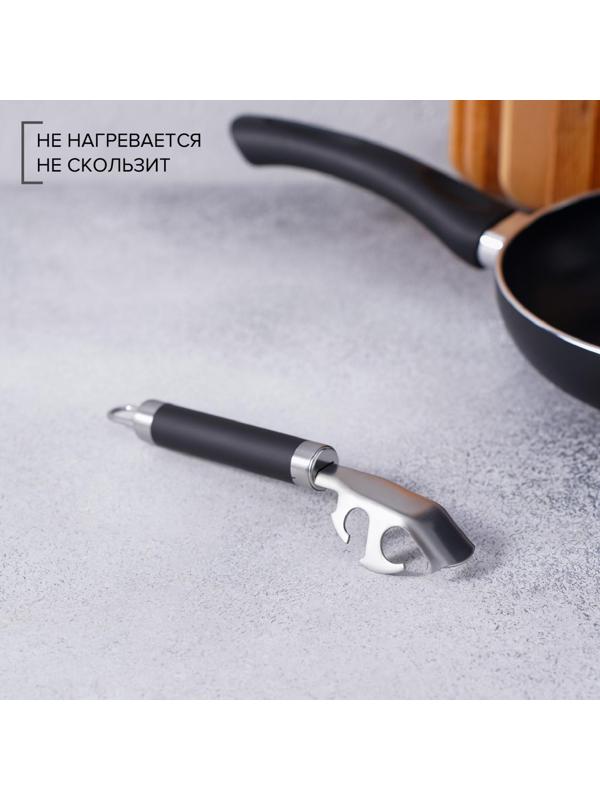 Держатель для сковороды Доляна Venus, нержавеющая сталь, цвет чёрный