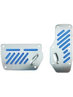 Накладки на педали CARTAGE, антискользящие, набор 2 шт. серебристо-синий