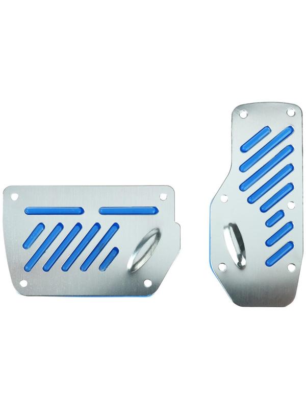 Накладки на педали CARTAGE, антискользящие, набор 2 шт. серебристо-синий