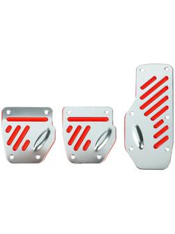 Накладки на педали CARTAGE, антискользящие, набор 3 шт. серебристо-красный