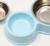 Миска металлическая двойная на пластиковом основании, 28 х 17,3 х 5 см, голубая
