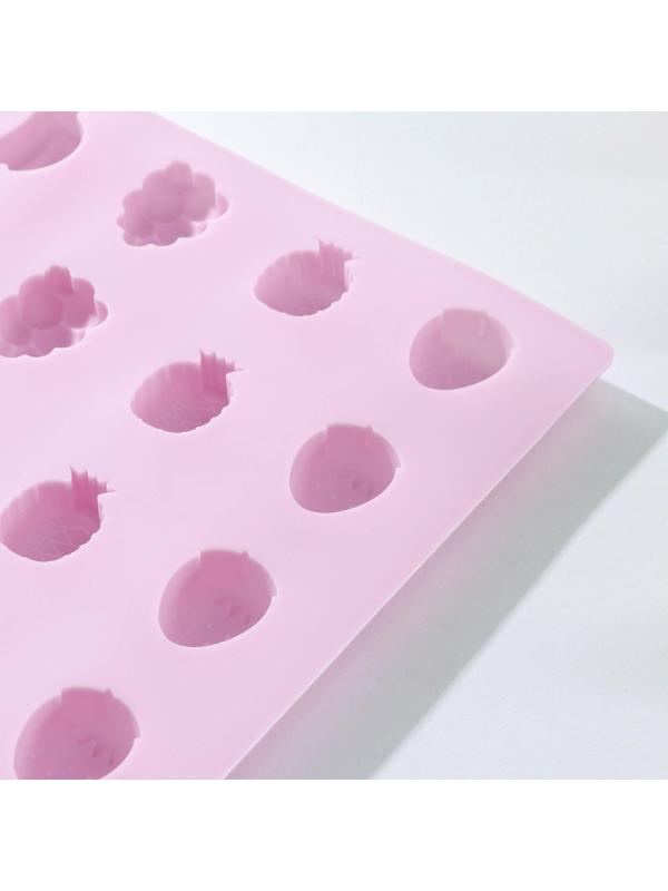 Форма для льда и шоколада Доляна «Фруктовый рай», 25 ячеек, 22,5×23,5×1,5 см, силикон, цвет розовый