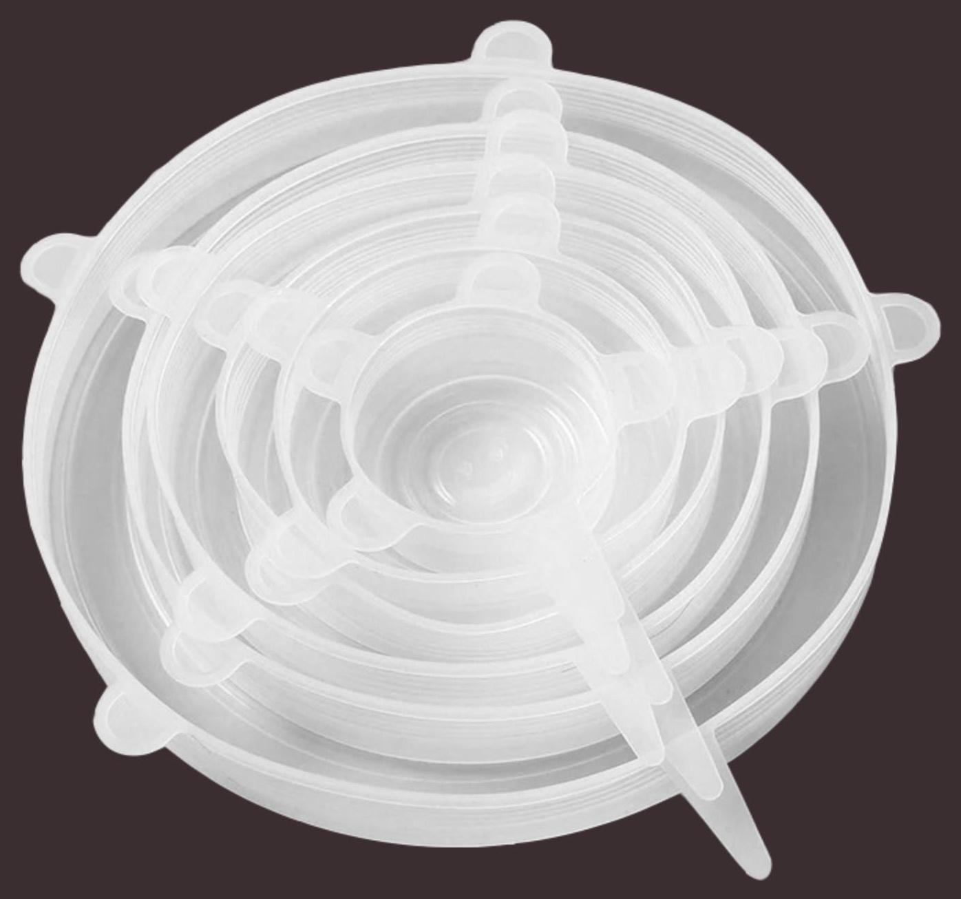 Набор крышек силиконовых Доляна «Черепашка», 6 шт, d=19,2 см, d=15,7 см, d=14 см, d=11,2 см, d=9,2 см, d=6,2 см, цвет прозрачный