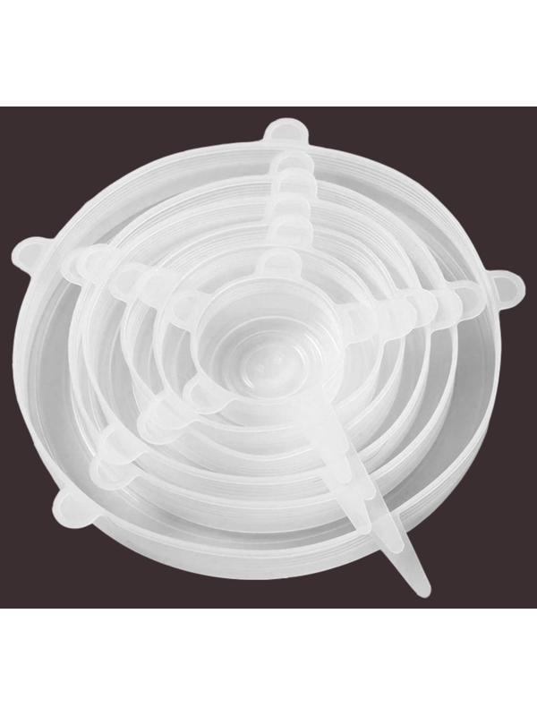 Набор крышек силиконовых Доляна «Черепашка», 6 шт, d=19,2 см, d=15,7 см, d=14 см, d=11,2 см, d=9,2 см, d=6,2 см, цвет прозрачный