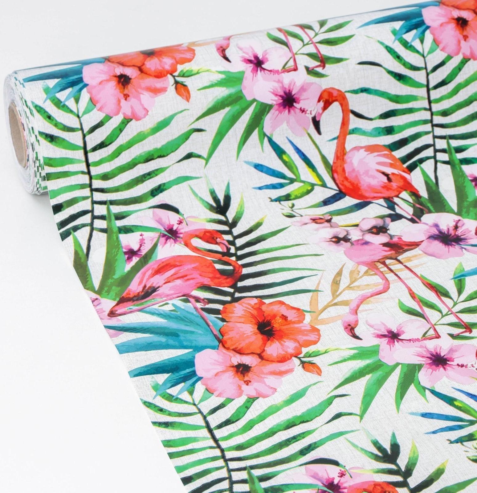 Клеёнка столовая на нетканой основе Доляна «Фламинго», рулон 20 метров, ширина 137 см, толщина 0,08 мм