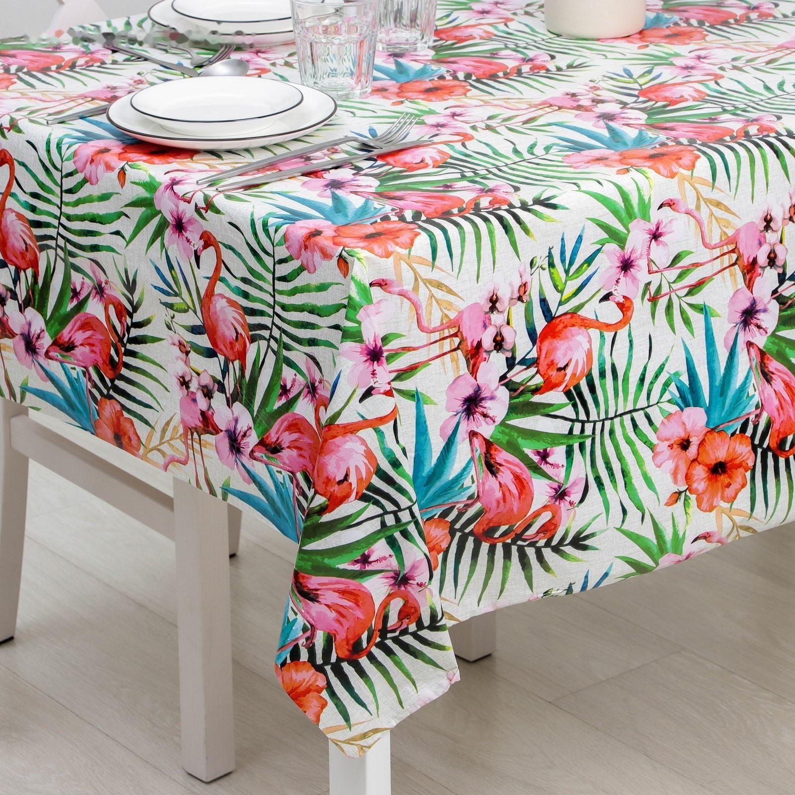 Клеёнка столовая на нетканой основе Доляна «Фламинго», рулон 20 метров, ширина 137 см, толщина 0,08 мм