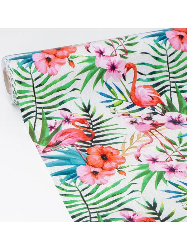 Клеёнка столовая на нетканой основе Доляна «Фламинго», рулон 20 метров, ширина 137 см, толщина 0,08 мм