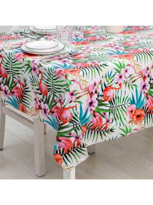 Клеёнка столовая на нетканой основе Доляна «Фламинго», рулон 20 метров, ширина 137 см, толщина 0,08 мм