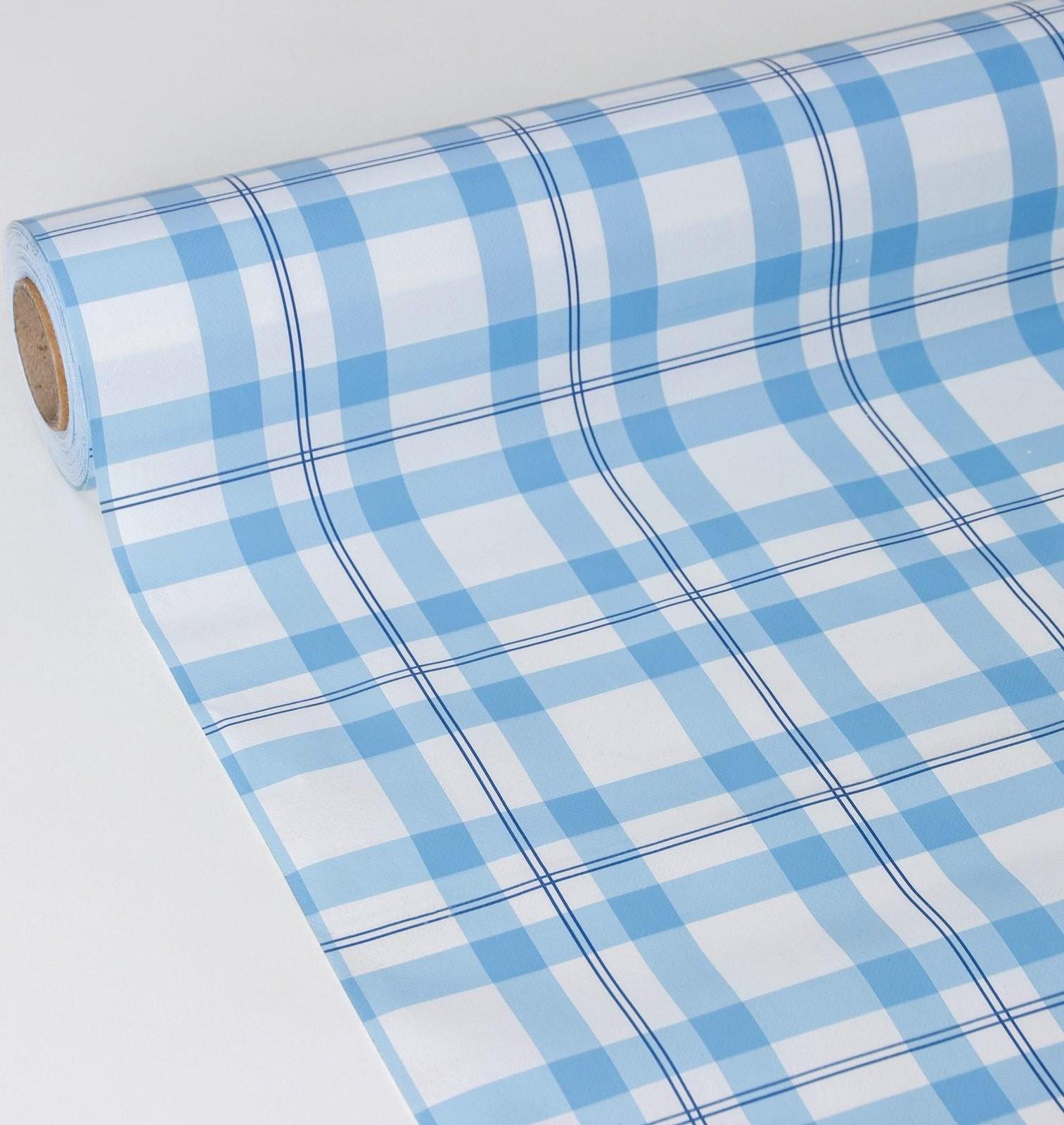 Клеёнка столовая на нетканой основе Доляна «Клеточка», рулон 20 метров, ширина 137 см, толщина 0,08 мм, цвет голубой