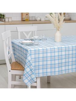 Клеёнка столовая на нетканой основе Доляна «Клеточка», рулон 20 метров, ширина 137 см, толщина 0,08 мм, цвет голубой