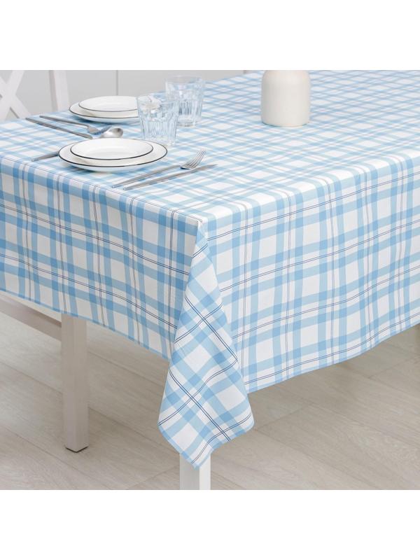 Клеёнка столовая на нетканой основе Доляна «Клеточка», рулон 20 метров, ширина 137 см, толщина 0,08 мм, цвет голубой