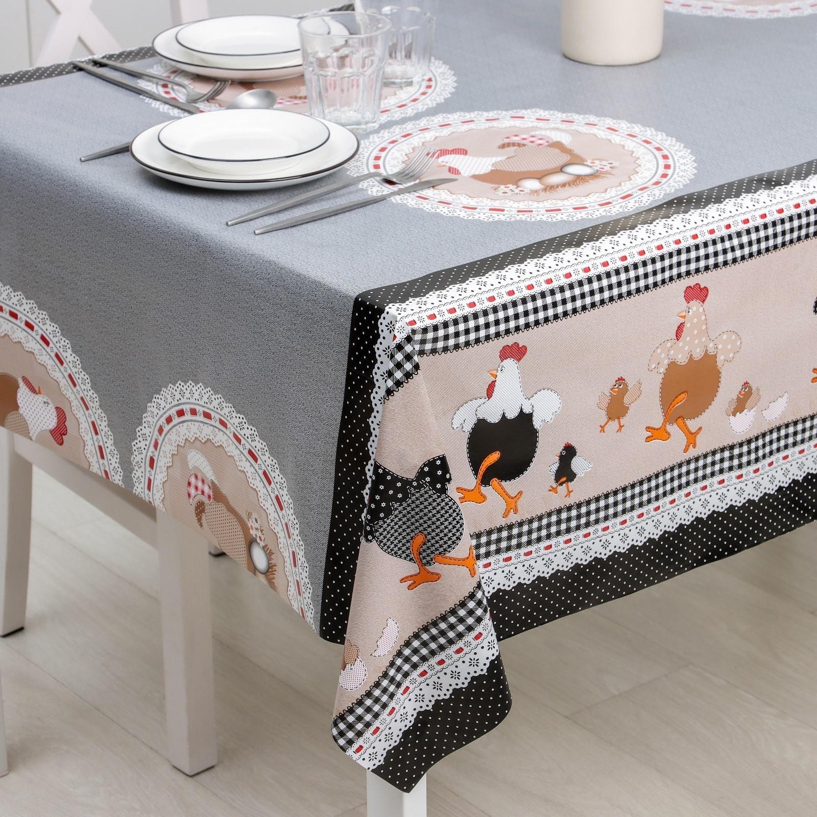 Клеёнка столовая на нетканой основе Доляна «Ряба», рулон 20 метров, ширина 137 см, толщина 0,08 мм