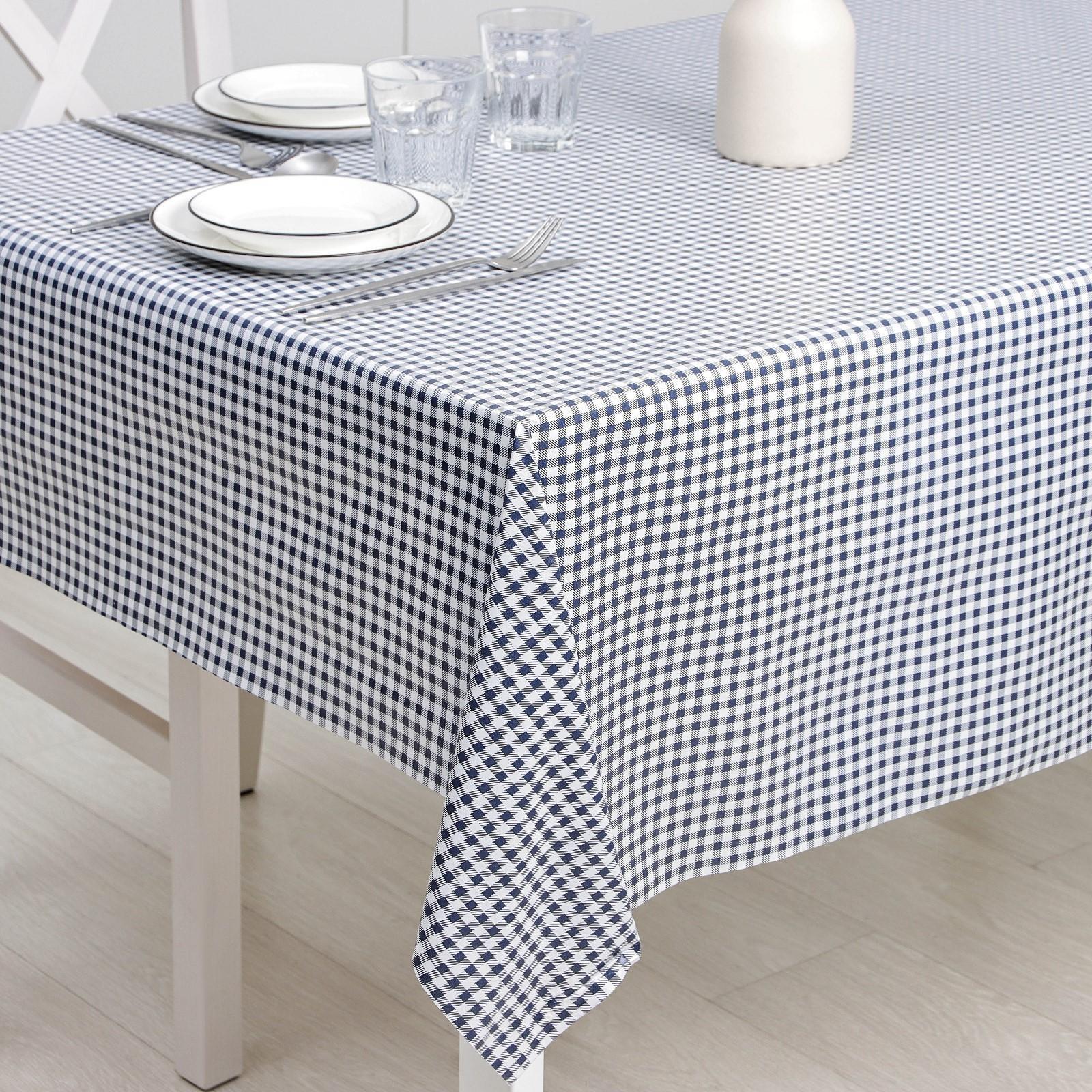 Клеёнка столовая на нетканой основе Доляна «Клетка», рулон 20 метров, ширина 137 см, толщина 0,08 мм, цвет синий