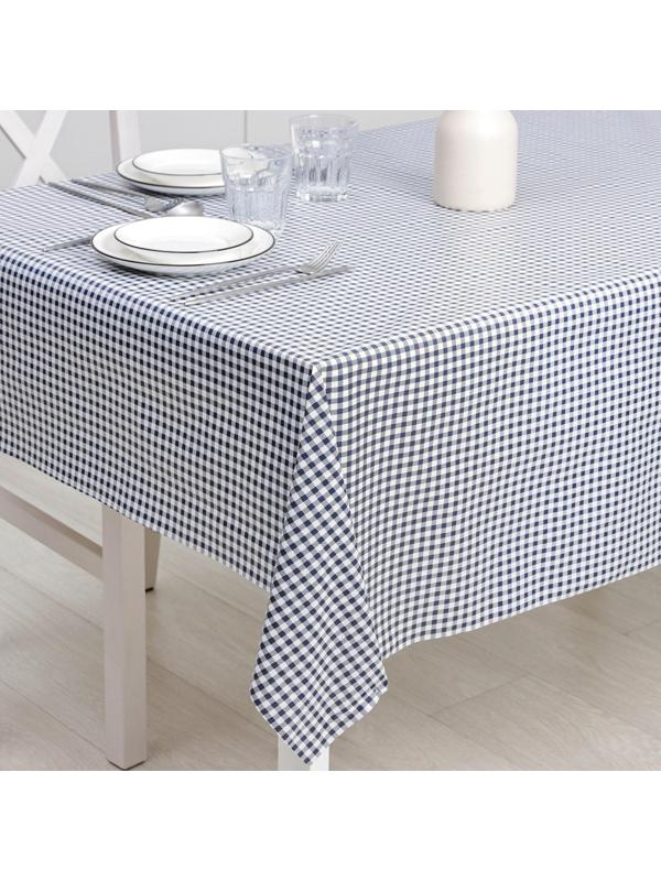 Клеёнка столовая на нетканой основе Доляна «Клетка», рулон 20 метров, ширина 137 см, толщина 0,08 мм, цвет синий