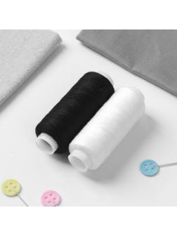 Набор ниток, 40/2, 200 м, 2 шт, цвет чёрный/белый