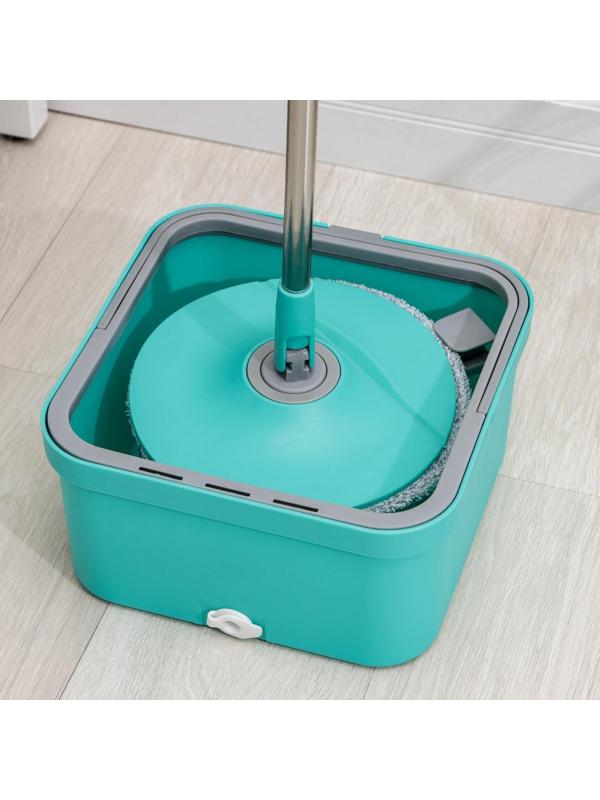 Швабра с отжимом и ведро, насадка из микрофибры, компакт