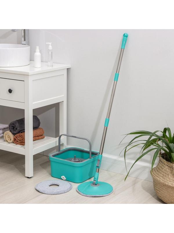 Швабра с отжимом и ведро, насадка из микрофибры, компакт