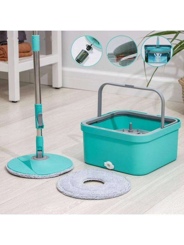 Швабра с отжимом и ведро, насадка из микрофибры, компакт