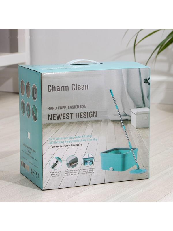 Швабра с отжимом и ведро, насадка из микрофибры, компакт