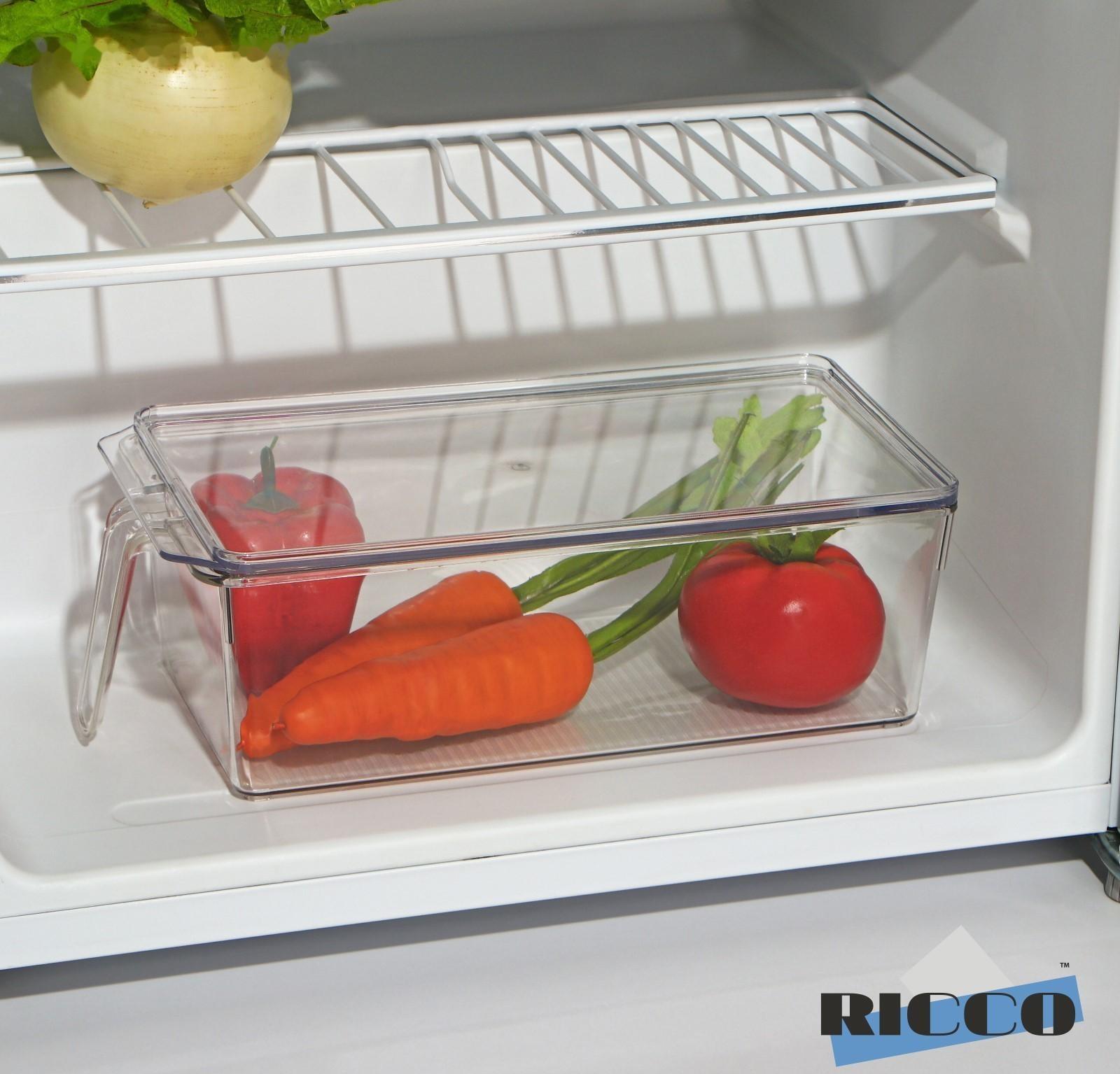 Контейнер для холодильника с крышкой и ручкой RICCO, 32×14,5×10 см, цвет прозрачный